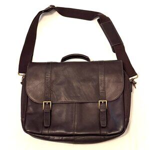 Samsonite Brown Leather Messenger Laptop Bag Shoulder Handbag Briefcase Office